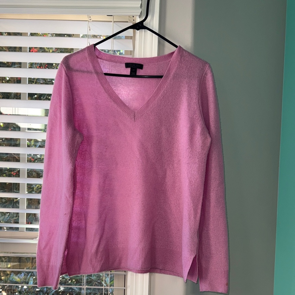Saks Fifth Avenue Black Label Pink V-Neck Sweater